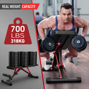 JOROTO Verstellbare Hantelbank Klappbare Bauch Folding Flach Einstellbar Trainingsbank mit 318 kg Belastung für Zuhause, Bankdrücken Bank mit Ein-Knopf-Faltdesign (Modell:MD35)