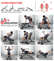 JOROTO Verstellbare Hantelbank Klappbare Bauch Folding Flach Einstellbar Trainingsbank mit 318 kg Belastung für Zuhause, Bankdrücken Bank mit Ein-Knopf-Faltdesign (Modell:MD35)